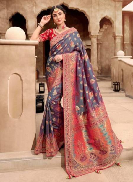 Gray Colour Rutba Vol 2 Krishna Gokul New Latest Designer Festive Wear Silk Saree Collection 13404